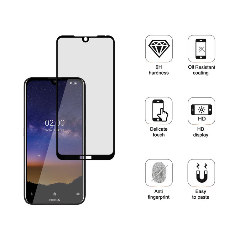 Dlix 3D hot bending full glue tempered glass screen protector for Nokia 2.2