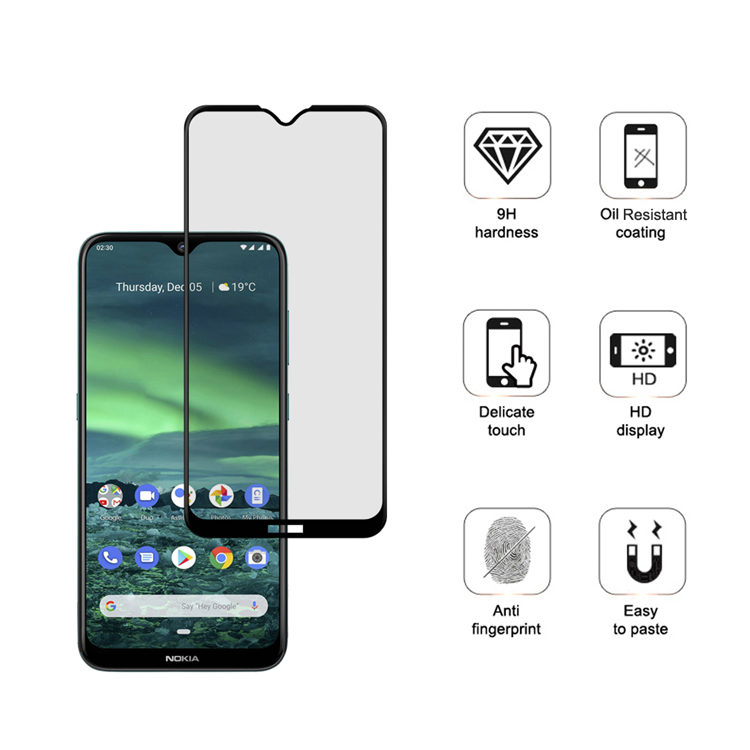 Dlix 2.5D silk print full glue tempered glass screen protector for Nokia 2.3