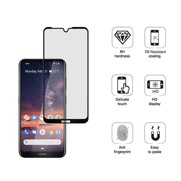 Dlix 3D hot bending full glue tempered glass screen protector for Nokia 3.2