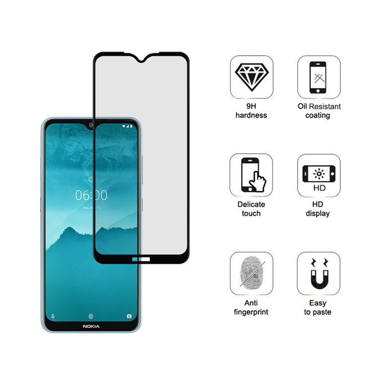 Dlix 2.5D silk print full glue tempered glass screen protector for Nokia 6.2