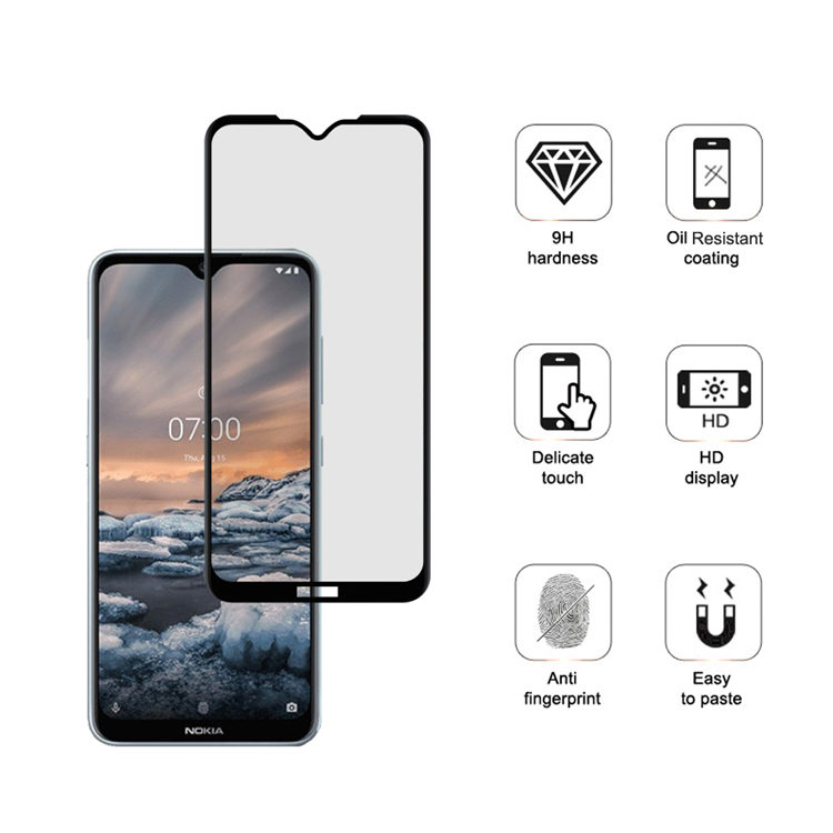 Dlix 2.5D silk print full glue tempered glass screen protector for Nokia 7.3