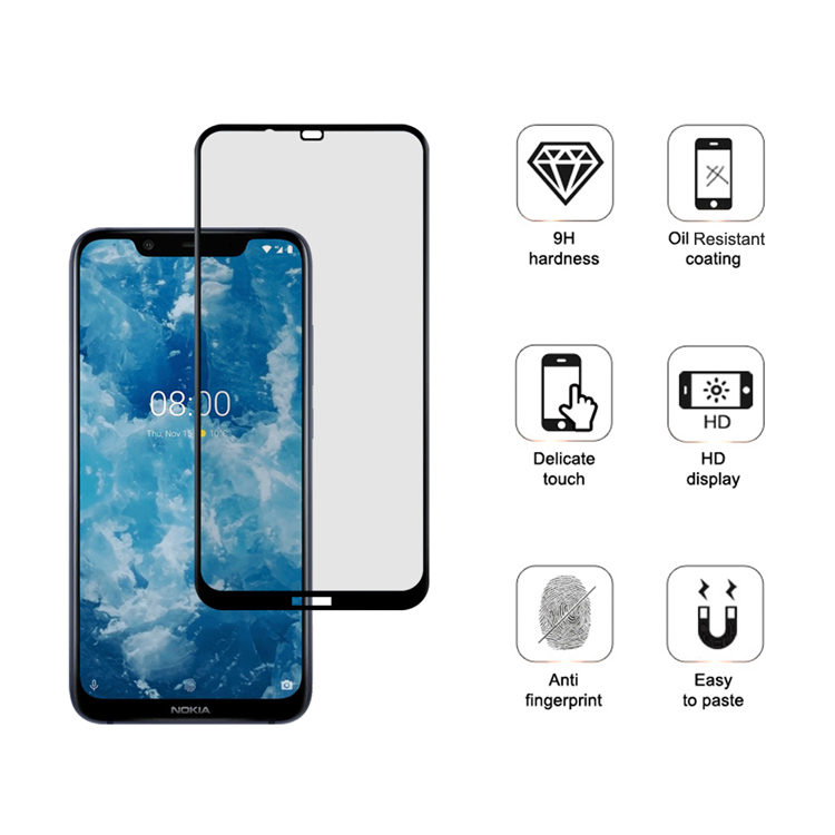 Dlix 3D hot bending edge glue tempered glass screen protector for Nokia 8.1