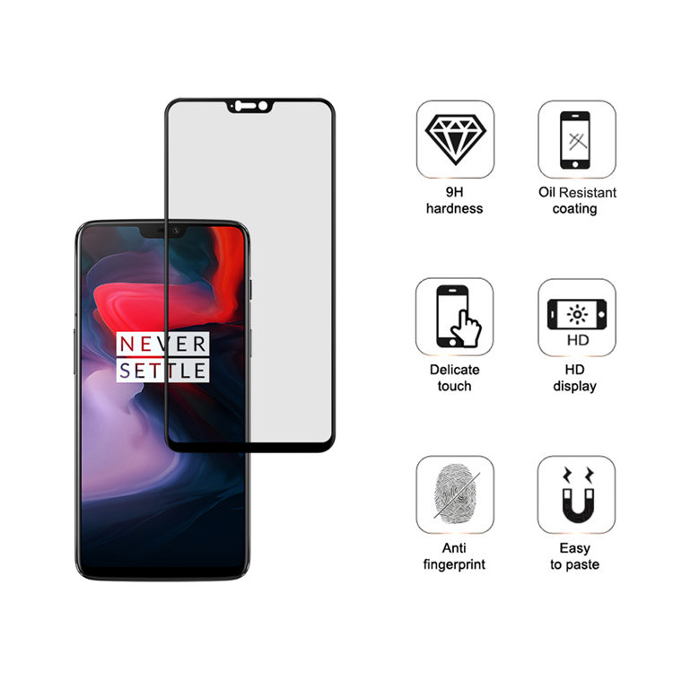 Dlix 2.5D silk print full glue tempered glass screen protector for OnePlus 6