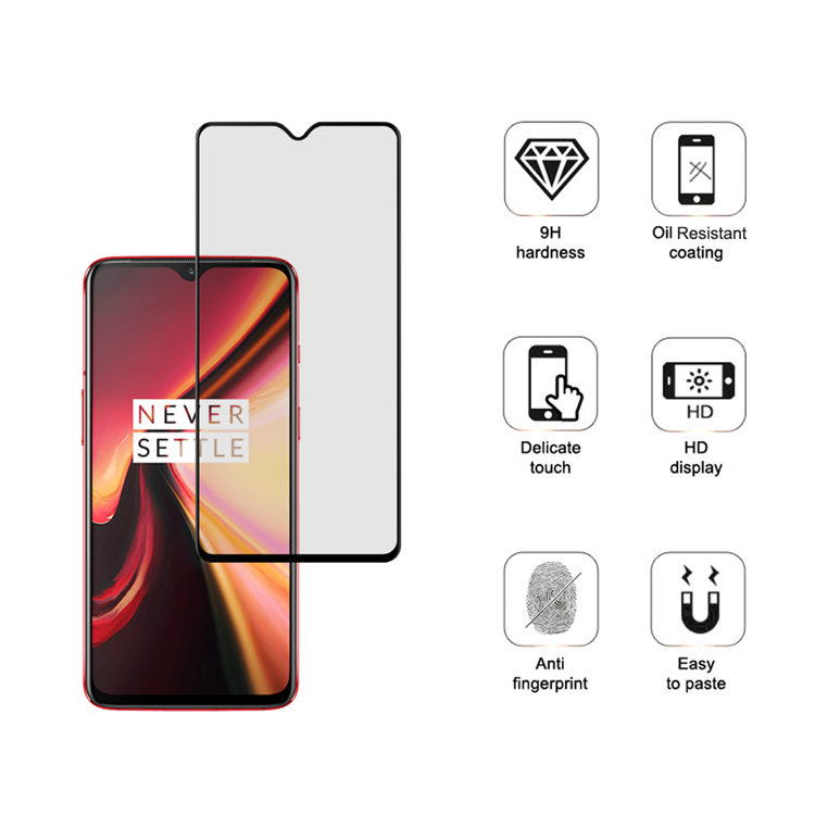 Dlix 2.5D silk print full glue tempered glass screen protector for OnePlus 7