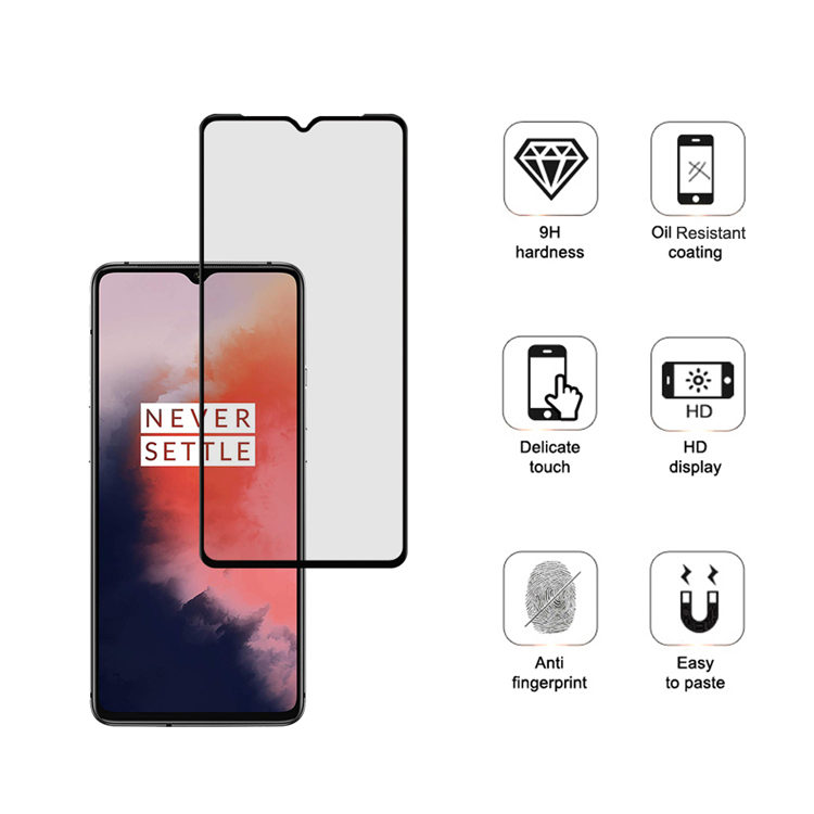 Dlix 2.5D silk print full glue tempered glass screen protector for OnePlus 7T