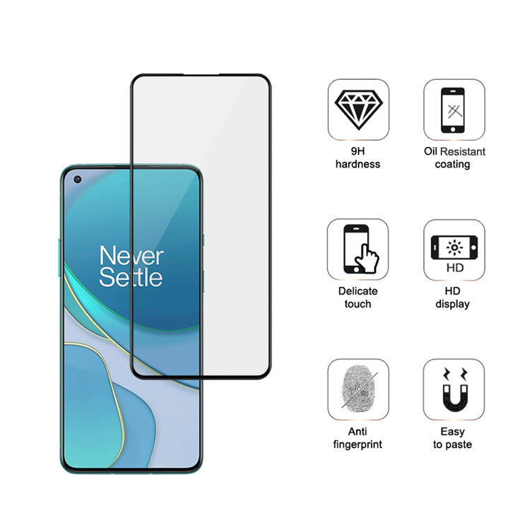 Dlix 2.5D silk print full glue tempered glass screen protector for OnePlus 9