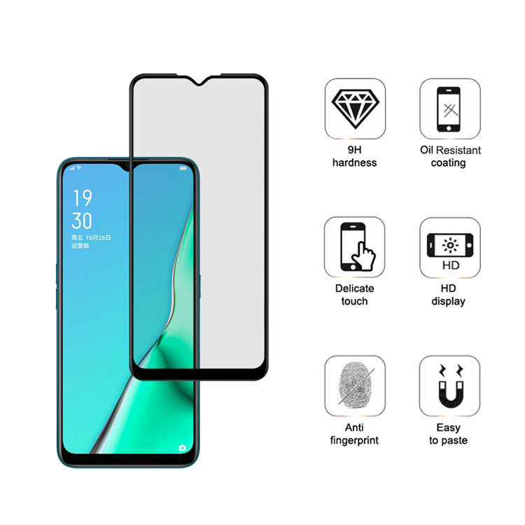 Dlix 2.5D silk print full glue tempered glass screen protector for Oppo A11