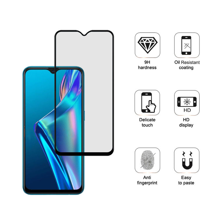 Dlix 2.5D silk print full glue tempered glass screen protector for Oppo A12