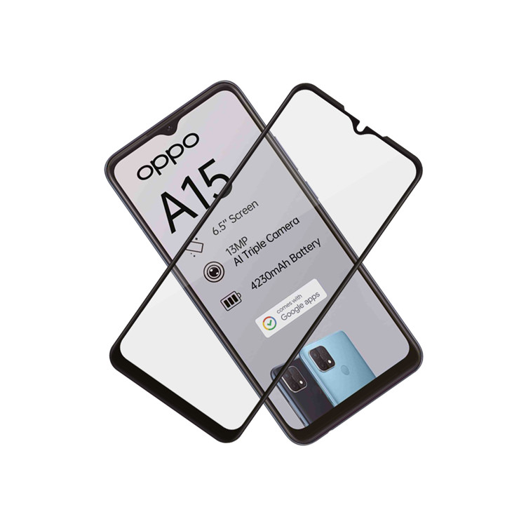 Dlix 2.5D silk print full glue tempered glass screen protector for Oppo A15