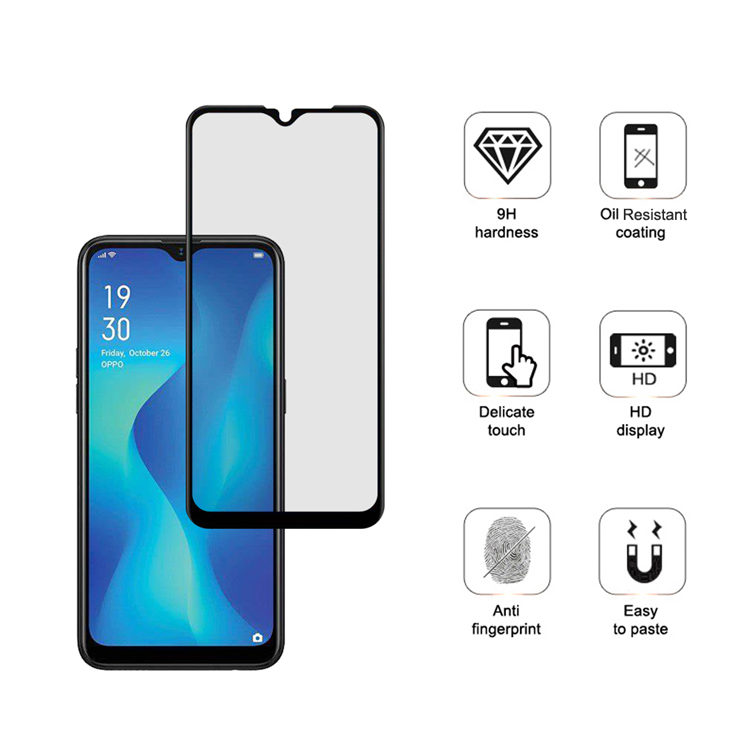 Dlix 2.5D silk print full glue tempered glass screen protector for Oppo A1K
