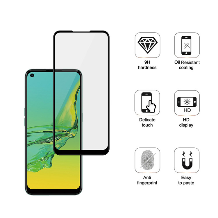 Dlix 2.5D silk print full glue tempered glass screen protector for Oppo A32