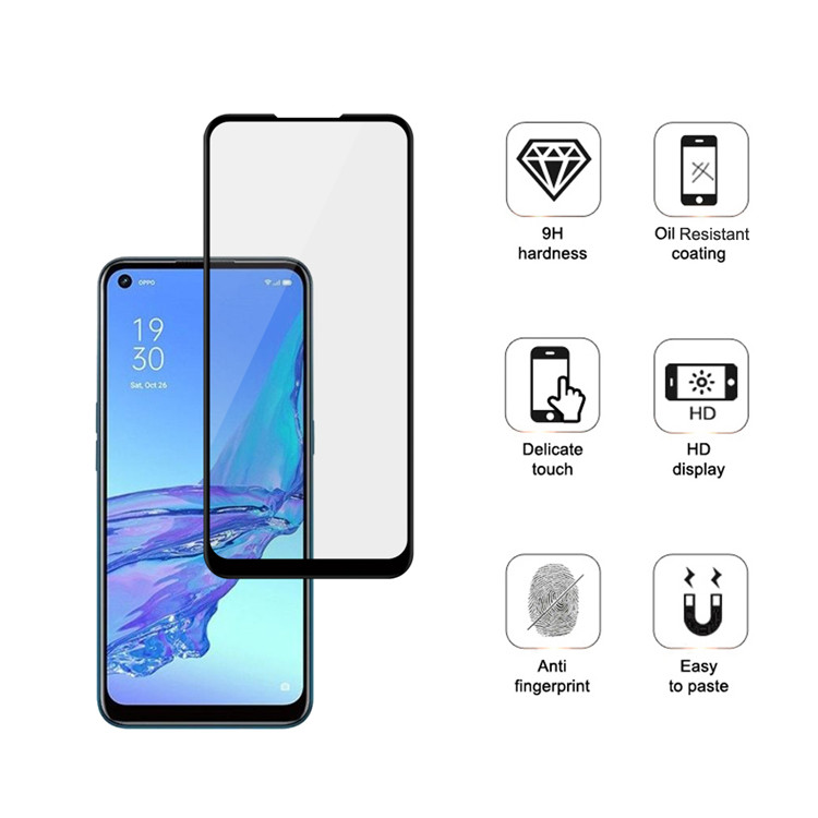 Dlix 2.5D silk print full glue tempered glass screen protector for Oppo A53