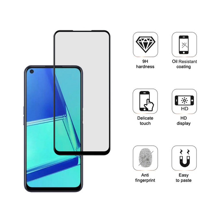 Dlix 2.5D silk print full glue tempered glass screen protector for Oppo A72