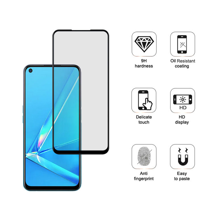 Dlix 2.5D silk print full glue tempered glass screen protector for Oppo A92