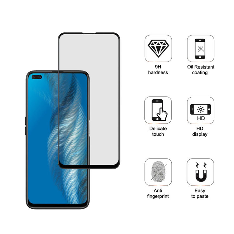 Dlix 2.5D silk print full glue tempered glass screen protector for Oppo A92S