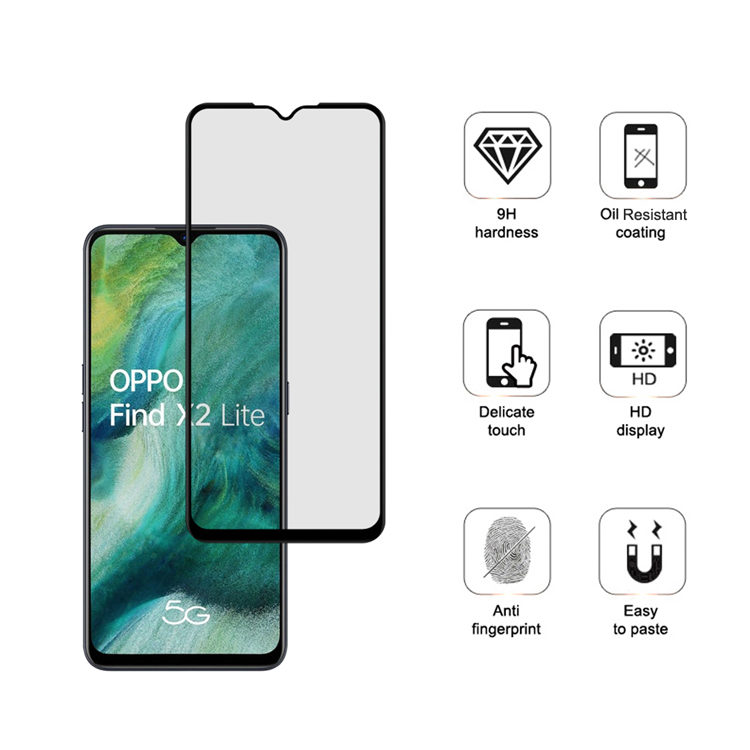 Dlix 3D hot bending edge glue tempered glass screen protector for Oppo Find X2 Lite