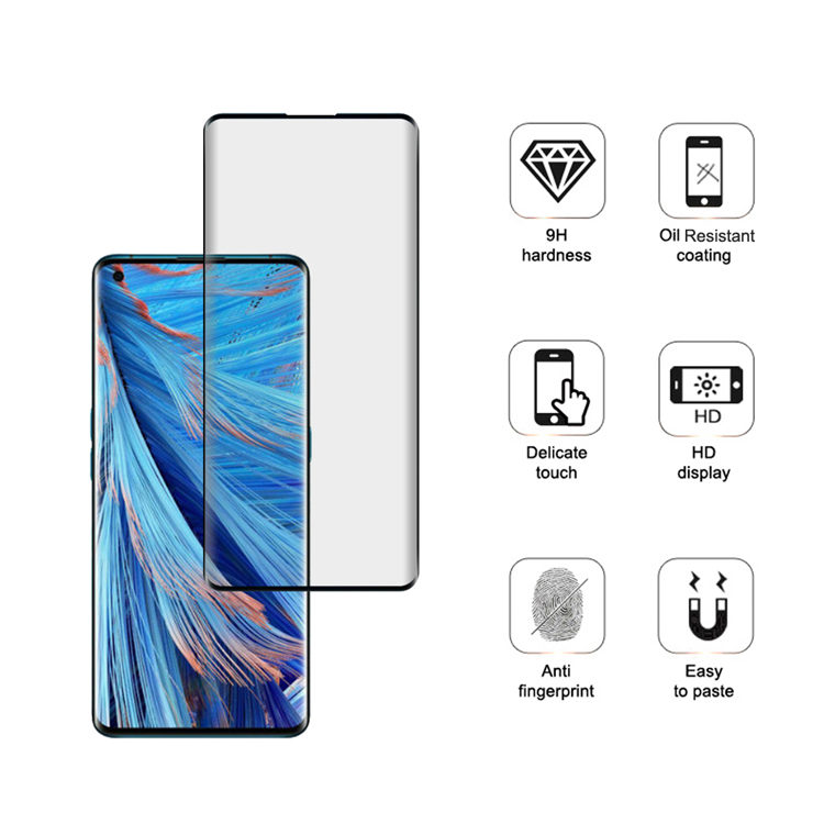 Dlix 3D hot bending edge glue tempered glass screen protector for Oppo Find X2 Neo