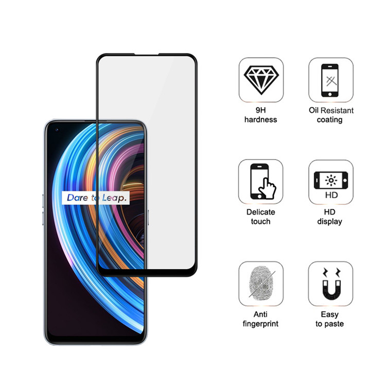 Dlix 2.5D silk print full glue tempered glass screen protector for Realme X7