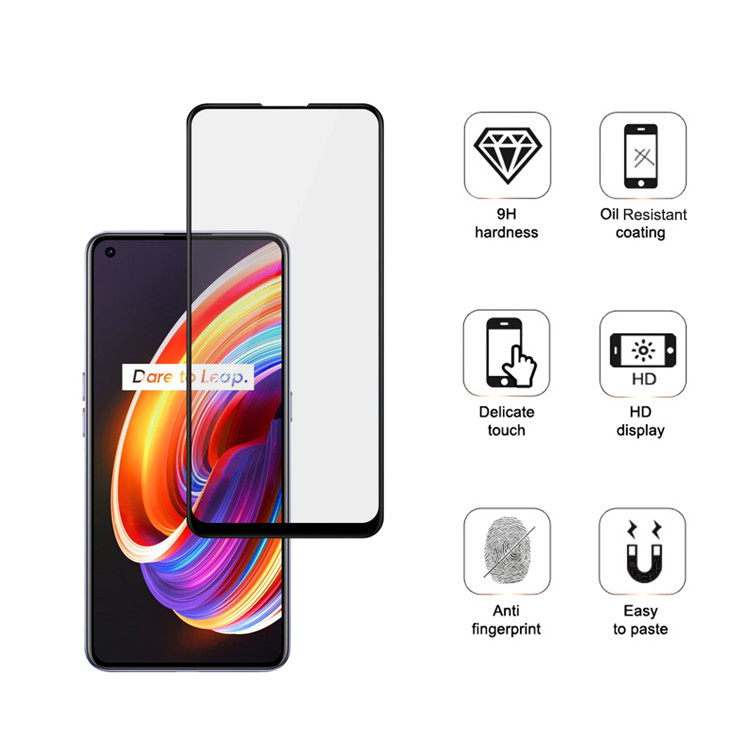 Dlix 2.5D silk print full glue tempered glass screen protector for Realme X7 Pro