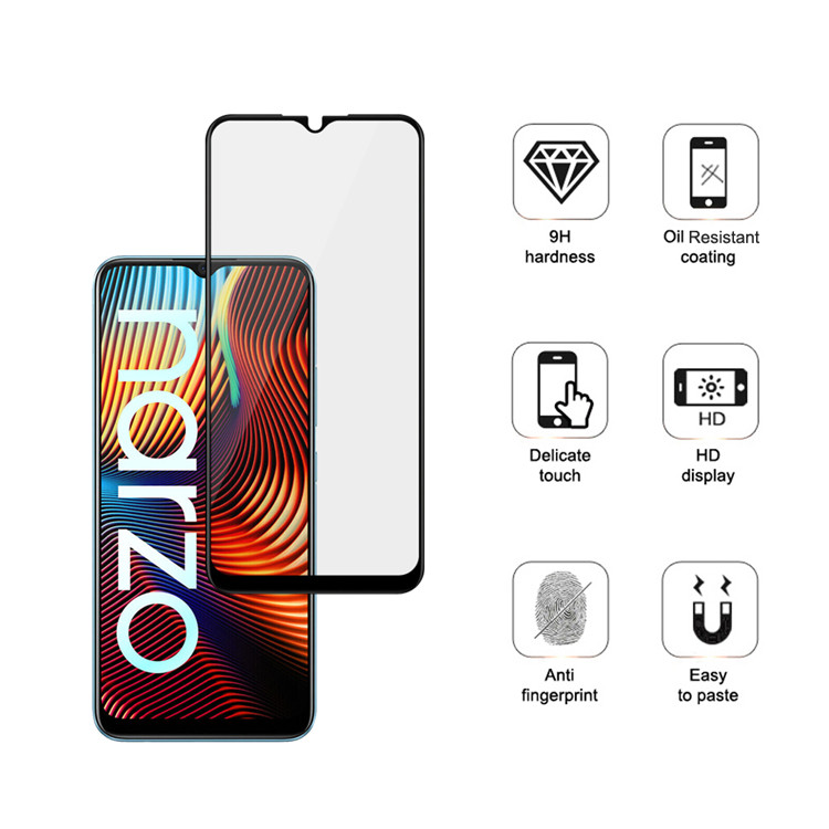 Dlix 2.5D silk print full glue tempered glass screen protector for Realme Narzo 20