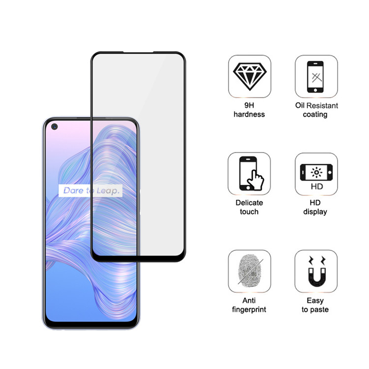 Dlix 3D hot bending full glue tempered glass screen protector for Realme V5