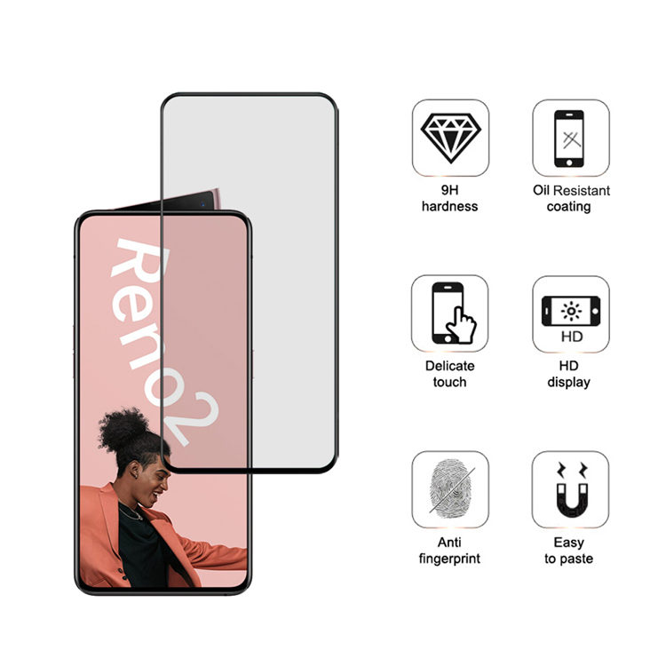 Dlix 2.5D silk print full glue tempered glass screen protector for Oppo Reno 2