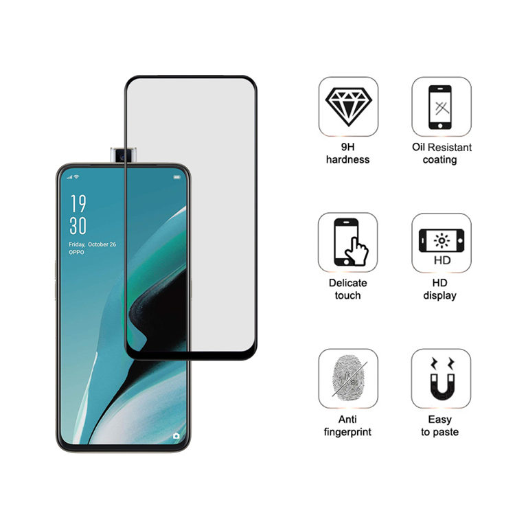 Dlix 2.5D silk print full glue tempered glass screen protector for Oppo Reno 2z