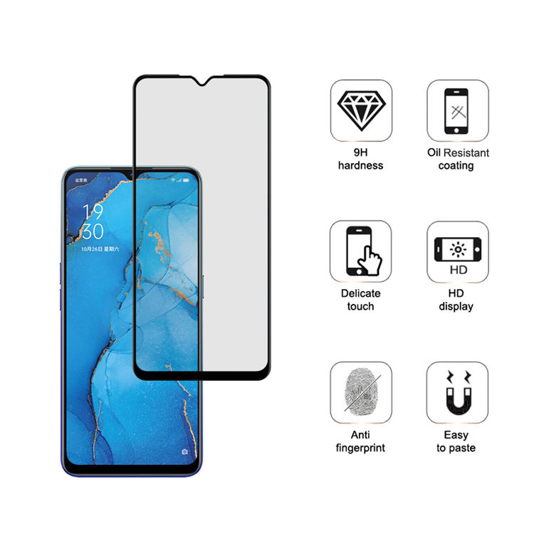 Dlix 2.5D silk print full glue tempered glass screen protector for Oppo Reno3