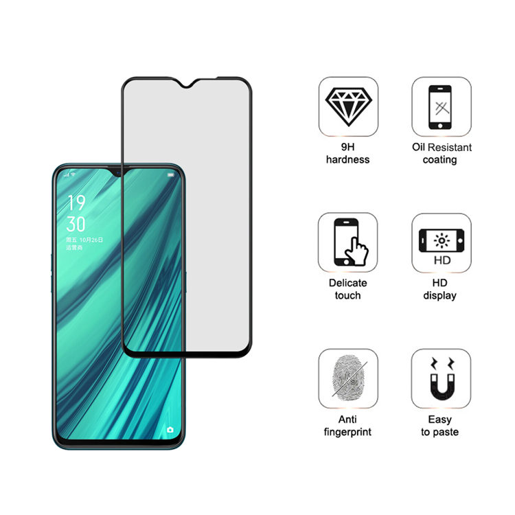 Dlix 3D hot bending full glue tempered glass screen protector for Oppo A9