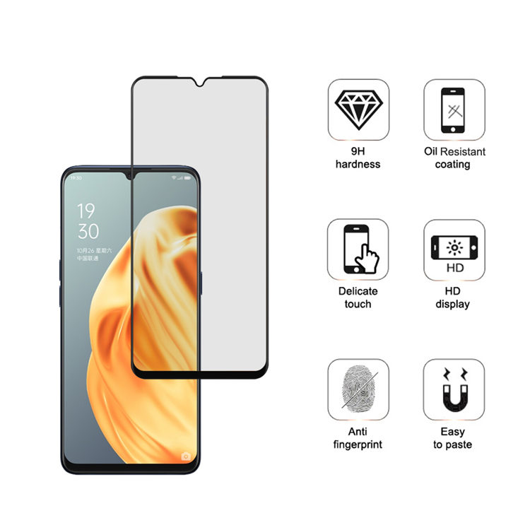 Dlix 2.5D silk print full glue tempered glass screen protector for Oppo A91