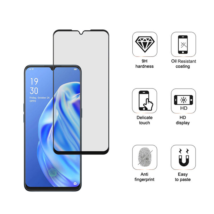 Dlix 2.5D silk print full glue tempered glass screen protector for Oppo F15