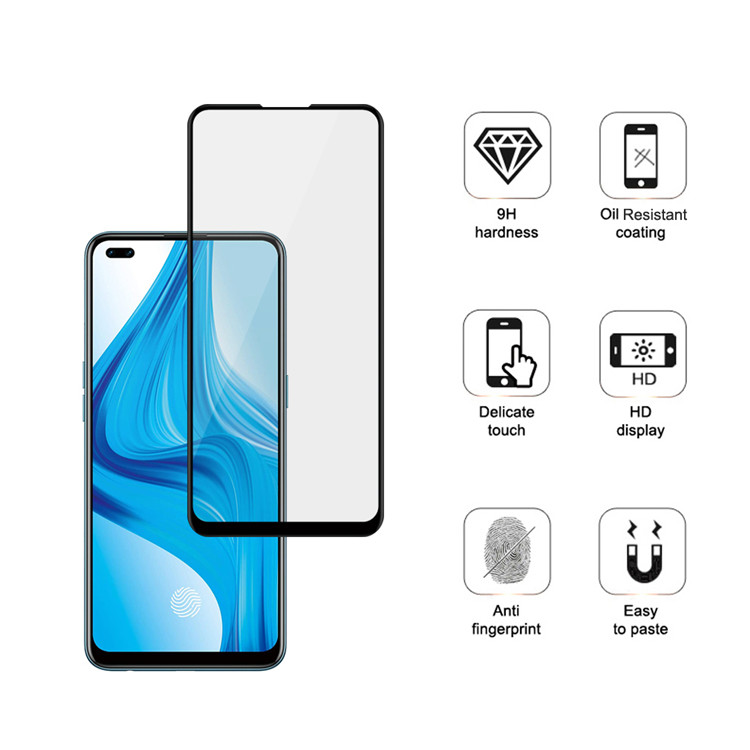 Dlix 2.5D silk print full glue tempered glass screen protector for Oppo F17 Pro