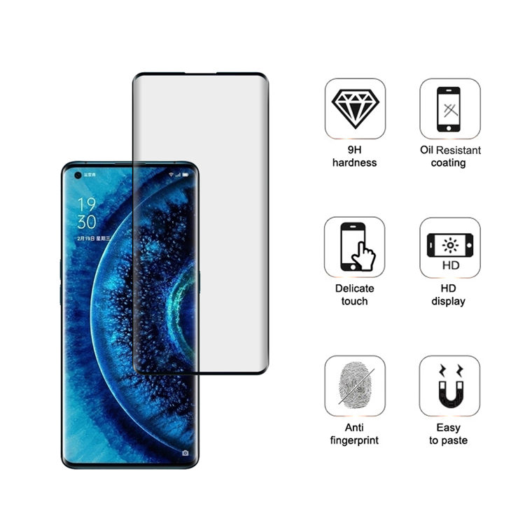 Dlix 3D curved precise carving tempered glass screen protector for Oppo Find X2