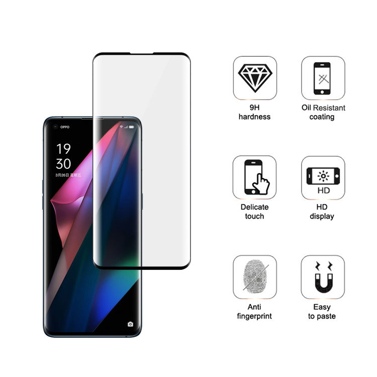 Dlix 3D hot bending edge glue tempered glass screen protector for Oppo Find X3 Pro