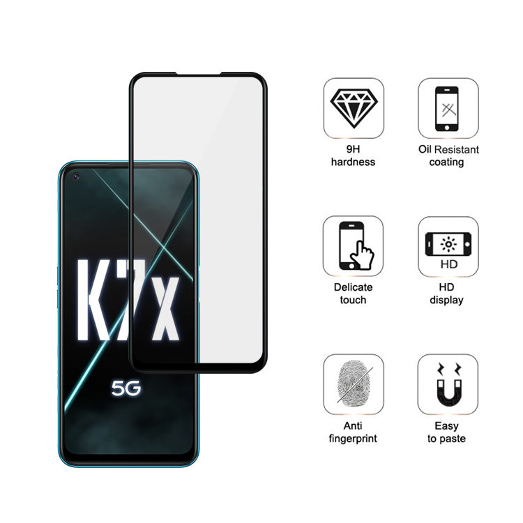 Dlix 2.5D silk print full glue tempered glass screen protector for Oppo K7x