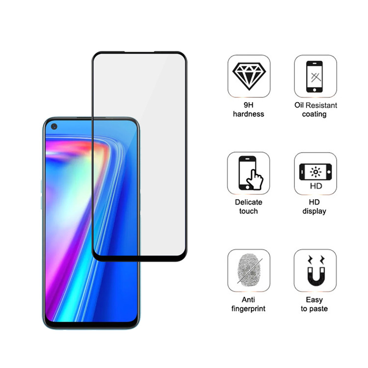 Dlix 2.5D silk print full glue tempered glass screen protector for Realme 7