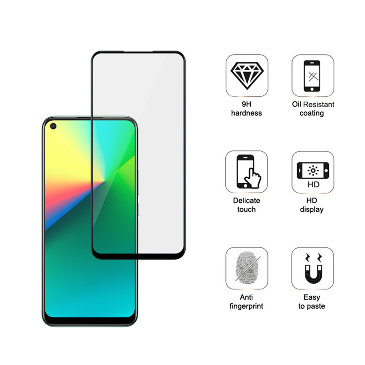 Dlix 2.5D silk print full glue tempered glass screen protector for Realme 7i