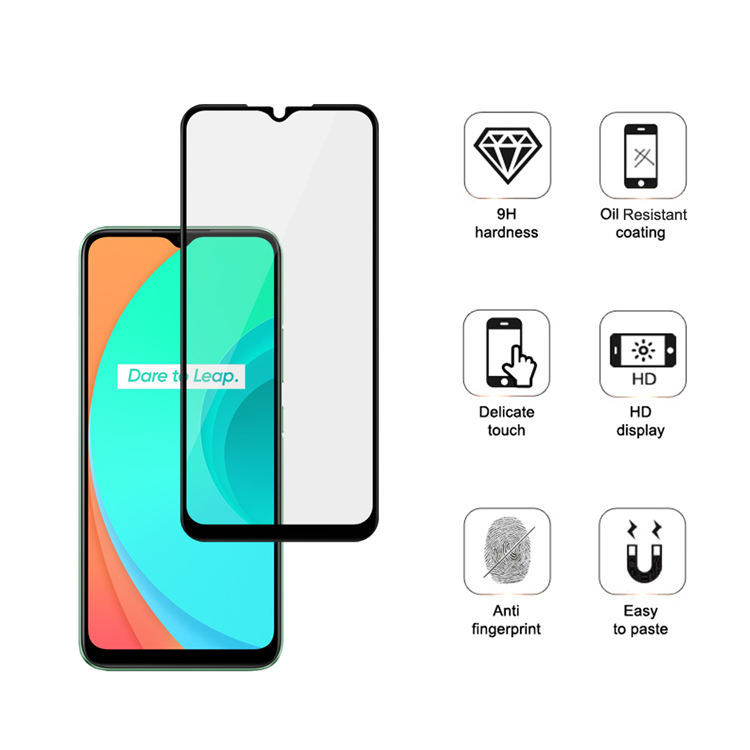 Dlix 2.5D silk print full glue tempered glass screen protector for Realme C11