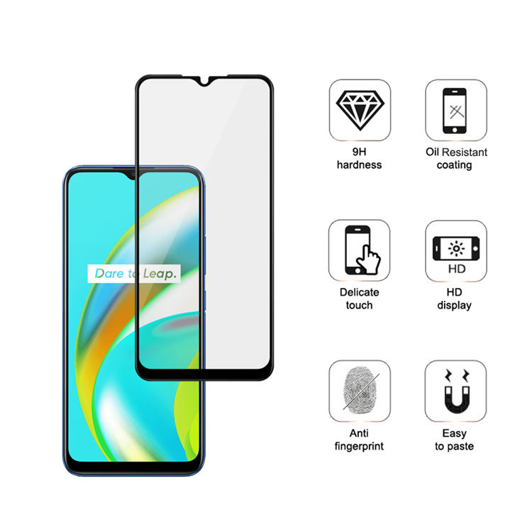 Dlix 2.5D silk print full glue tempered glass screen protector for Realme C12