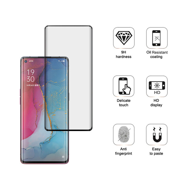 Dlix 3D curved precise carving tempered glass screen protector for Oppo Reno3 Pro