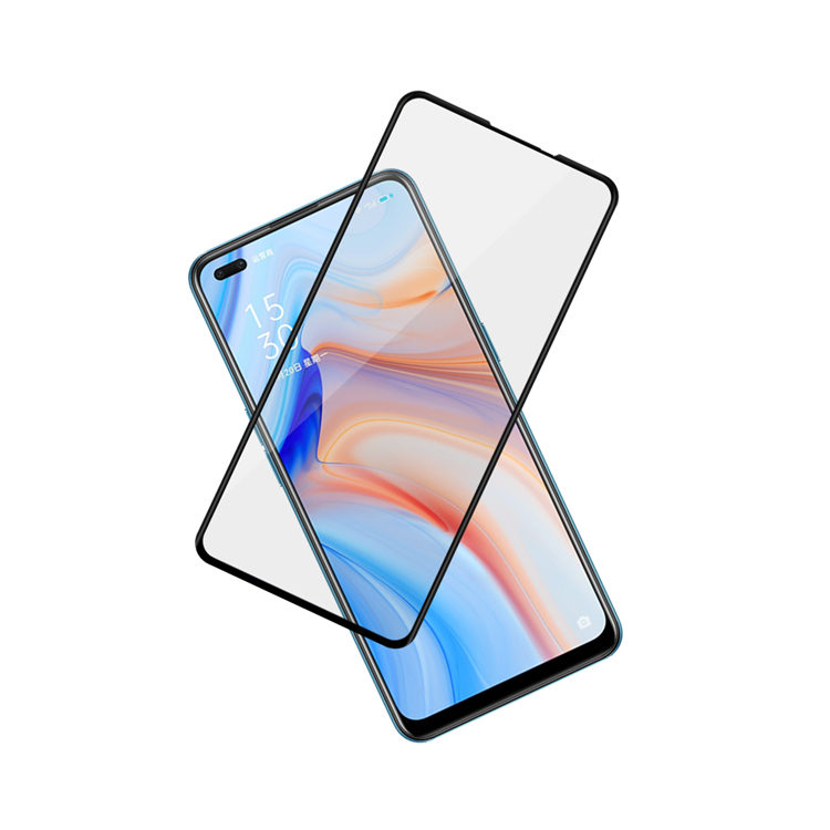 Dlix 2.5D silk print full glue tempered glass screen protector for Oppo Reno4