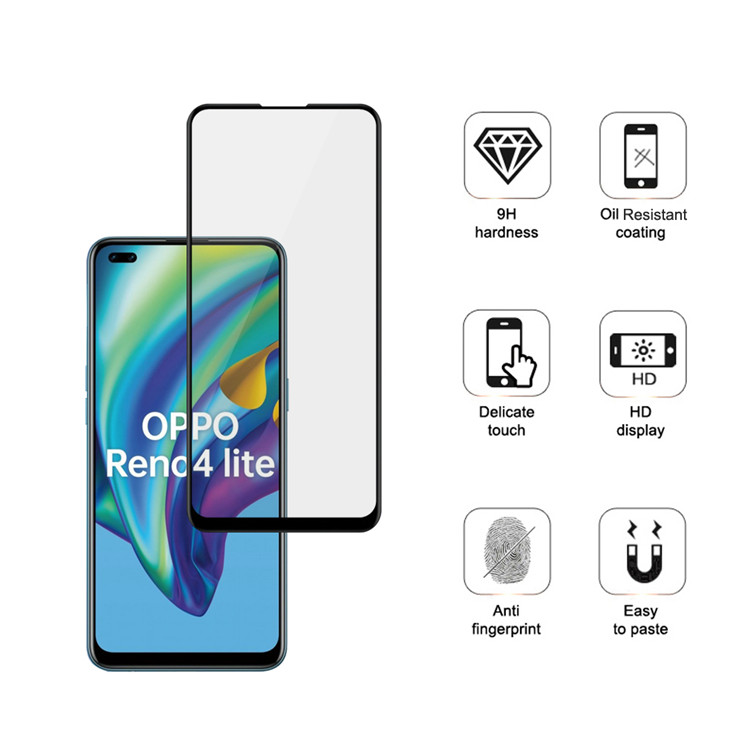 Dlix 3D hot bending full glue tempered glass screen protector for Oppo Reno4 Lite