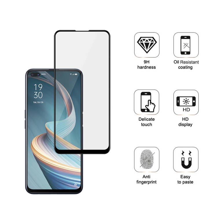 Dlix 2.5D silk print full glue tempered glass screen protector for Oppo Reno4 Z 5G