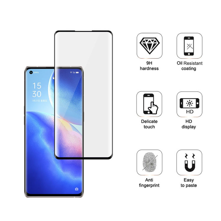 Dlix 3D hot bending full glue tempered glass screen protector for Oppo Reno5 Pro+
