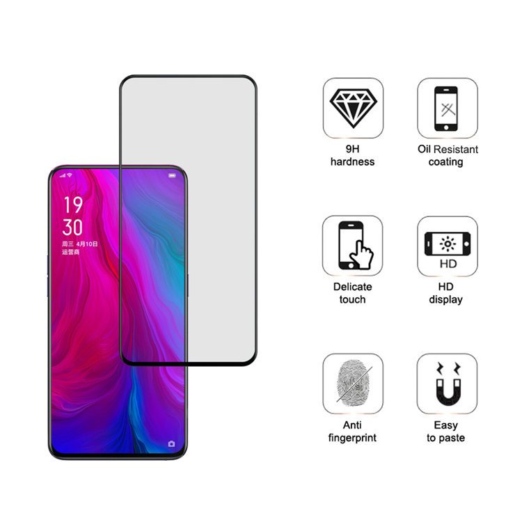 Dlix 2.5D silk print full glue tempered glass screen protector for Oppo Reno 6.6 inch