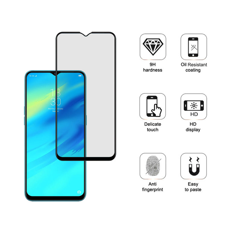 Dlix 2.5D silk print full glue tempered glass screen protector for Realme 2 Pro