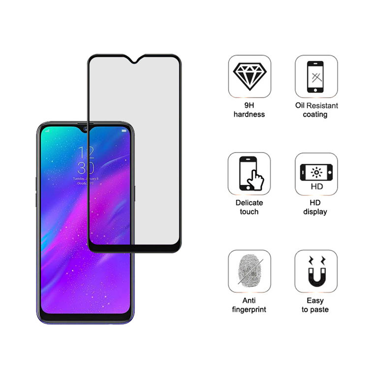 Dlix 2.5D silk print full glue tempered glass screen protector for Realme 3