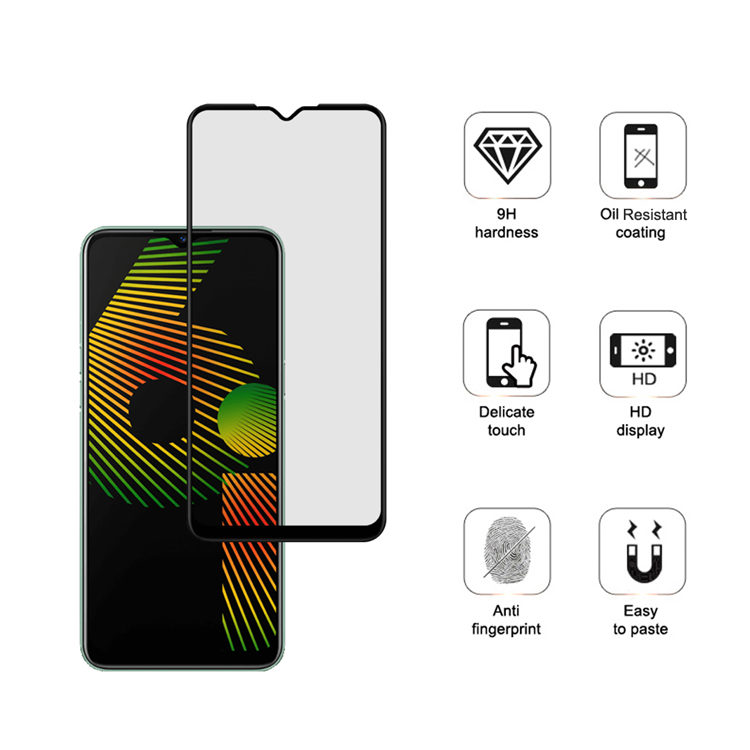 Dlix 2.5D silk print full glue tempered glass screen protector for Realme 6i