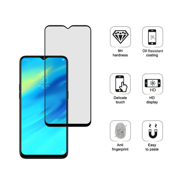 Dlix 2.5D silk print full glue tempered glass screen protector for Realme C2