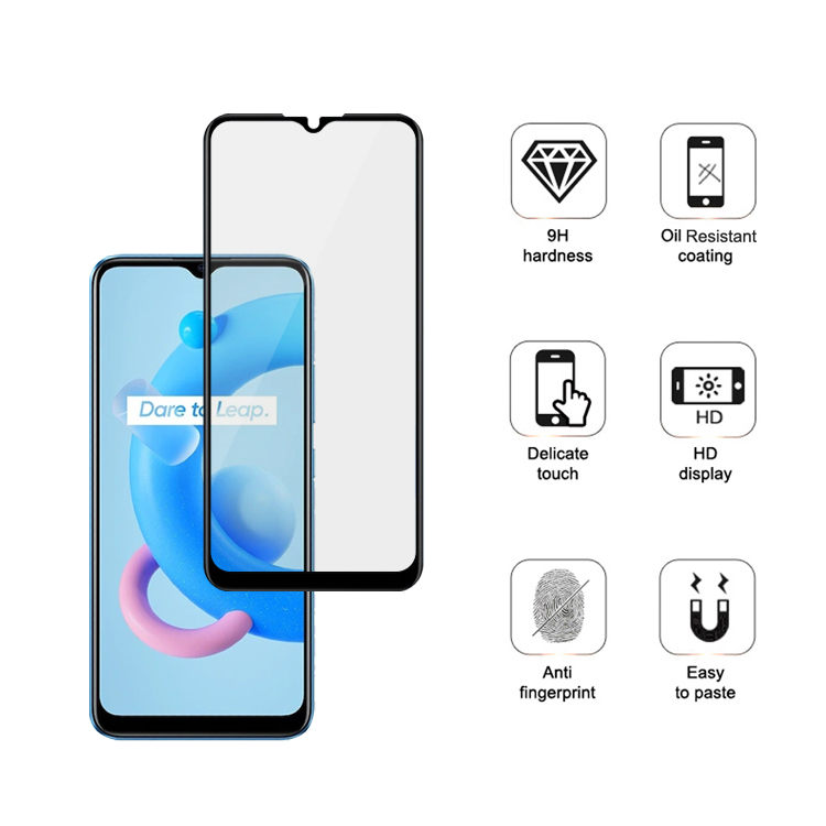 Dlix 2.5D silk print full glue tempered glass screen protector for Realme C20